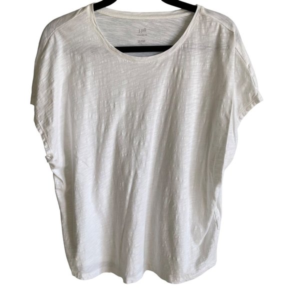 J. Jill Tops Jjill Womens White Cotton Slub Tee Large Poshmark